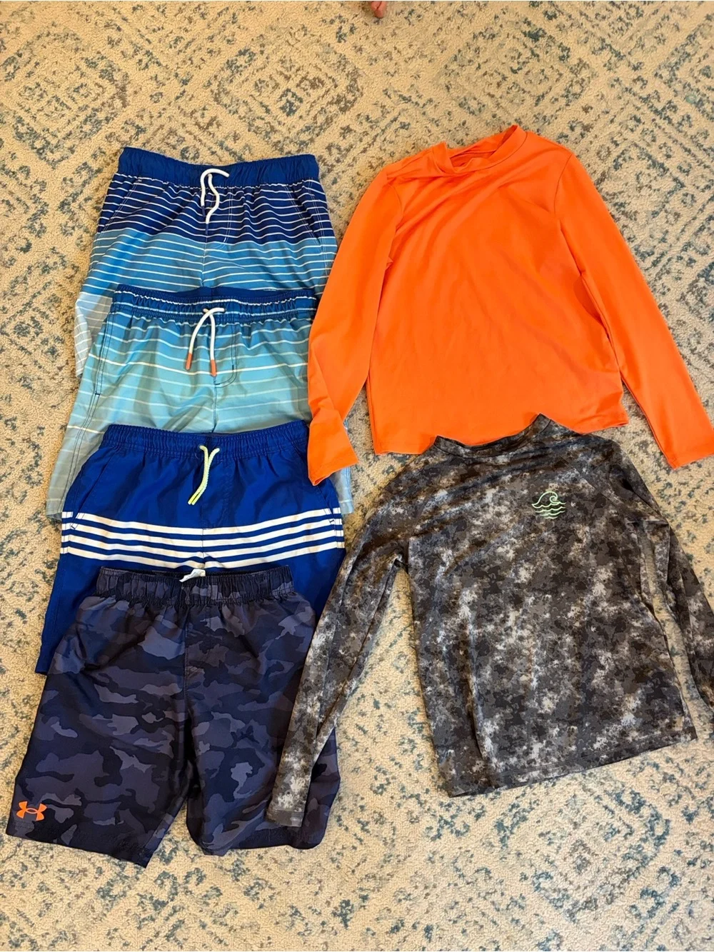 Boys swim trunks and rash guards
